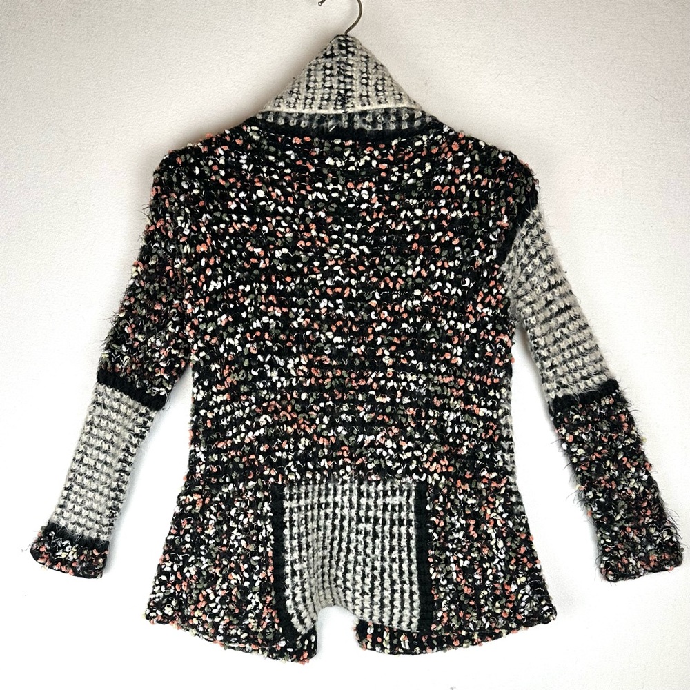 La Fee Verte Anthropologie Oona Confetti Eyelash  Open Front Cardigan Office - Picture 4 of 9